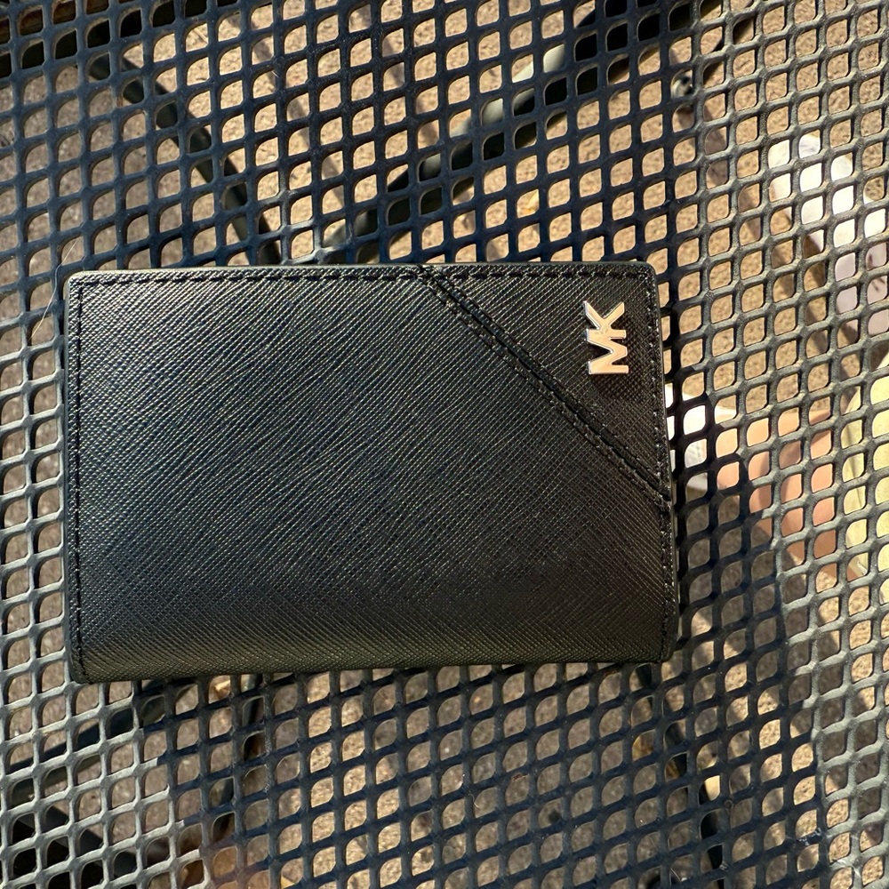 Michael Kors Black Card Holder with Silver Logo